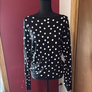 Ann Taylor Black and White Polka Dot Sweater